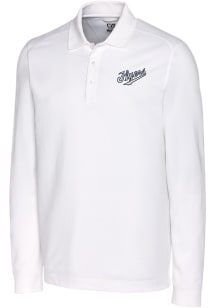 Cutter and Buck Dayton Flyers Mens White Advantage Pique Long Sleeve Vault Big and Tall Polos Sh..