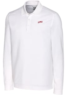 Cutter and Buck SMU Mustangs Mens White Advantage Pique Long Sleeve Vault Big and Tall Polos Shi..