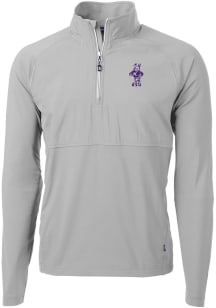 Cutter and Buck K-State Wildcats Mens Grey Vault Adapt Eco Hybrid Long Sleeve 1/4 Zip Pullover