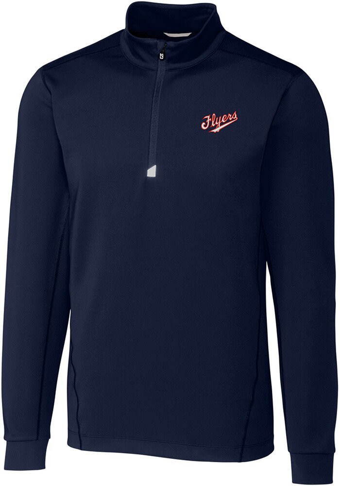 Cutter and Buck Dayton Flyers Mens Navy Blue Vault Traverse Long Sleeve 1/4 Zip Pullover