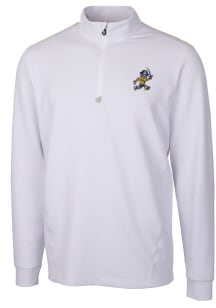 Cutter and Buck East Tennesse State Buccaneers Mens White Traverse Vault Long Sleeve 1/4 Zip Pul..