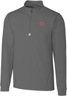 Cutter and Buck Oklahoma Sooners Mens Grey Traverse Vault Long Sleeve 1/4 Zip Pullover