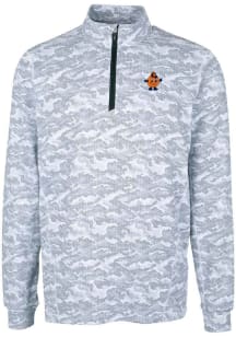 Cutter and Buck Syracuse Orange Mens Charcoal Traverse Vault Long Sleeve 1/4 Zip Pullover