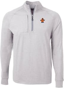 Cutter and Buck Syracuse Orange Mens Grey Adapt Eco Vault Long Sleeve Qtr Zip Pullover