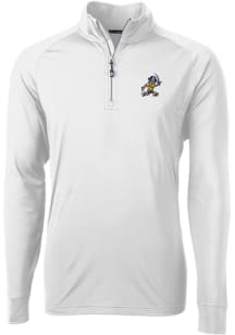 Cutter and Buck East Tennesse State Buccaneers Mens White Vault Adapt Eco Knit Long Sleeve 1/4 Z..