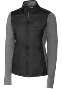 Cutter and Buck Miami Marlins Womens Black Stealth Hybrid Quilted Medium Weight Jacket