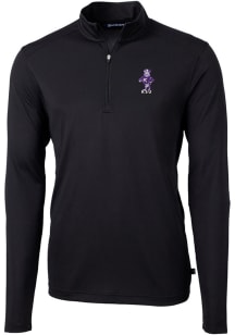 Cutter and Buck K-State Wildcats Mens Black Vault Virtue Eco Pique Long Sleeve 1/4 Zip Pullover