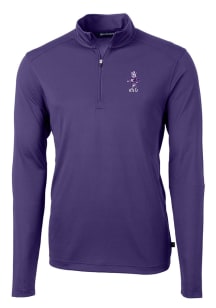 Cutter and Buck K-State Wildcats Mens Purple Vault Virtue Eco Pique Long Sleeve 1/4 Zip Pullover