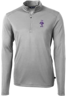 Cutter and Buck K-State Wildcats Mens Grey Vault Virtue Eco Pique Long Sleeve 1/4 Zip Pullover
