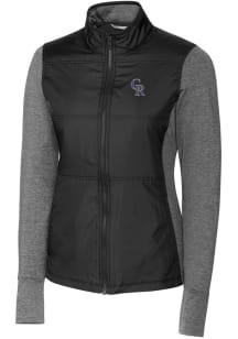 Cutter and Buck Colorado Rockies Womens Black Stealth Hybrid Quilted Medium Weight Jacket