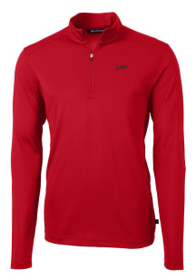 Cutter and Buck SMU Mustangs Mens Red Virtue Eco Pique Vault Long Sleeve 1/4 Zip Pullover