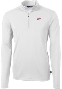 Cutter and Buck SMU Mustangs Mens White Virtue Eco Pique Vault Long Sleeve 1/4 Zip Pullover