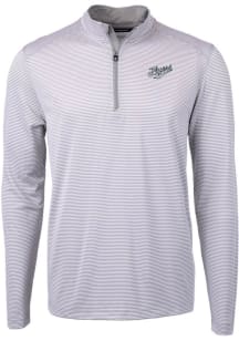 Cutter and Buck Dayton Flyers Mens Grey Virtue Eco Pique Vault Long Sleeve 1/4 Zip Pullover