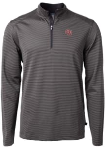 Cutter and Buck Oklahoma Sooners Mens Black Virtue Eco Pique Vault Long Sleeve 1/4 Zip Pullover