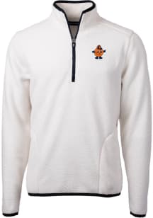 Cutter and Buck Syracuse Orange Mens White Cascade Sherpa Vault Long Sleeve 1/4 Zip Pullover
