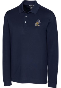 Cutter and Buck East Tennesse State Buccaneers Mens Navy Blue Advantage Vault Long Sleeve Polo S..
