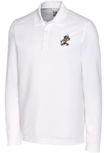 Cutter and Buck East Tennesse State Buccaneers Mens White Advantage Vault Long Sleeve Polo Shirt