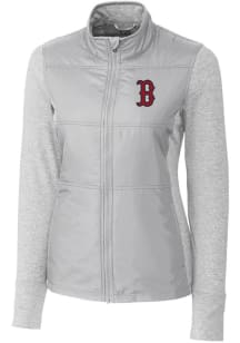 Cutter and Buck Boston Red Sox Womens Grey Stealth Hybrid Quilted Medium Weight Jacket