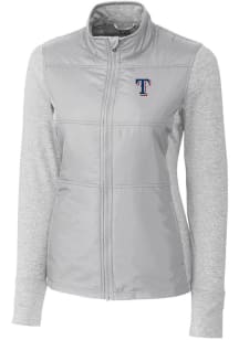 Cutter and Buck Texas Rangers Womens Grey Stealth Hybrid Quilted Medium Weight Jacket