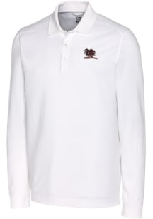 Cutter and Buck South Carolina Gamecocks Mens White Advantage Vault Long Sleeve Polo Shirt