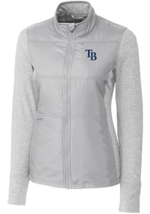Cutter and Buck Tampa Bay Rays Womens Grey Stealth Hybrid Quilted Medium Weight Jacket