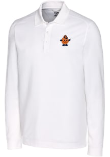 Cutter and Buck Syracuse Orange Mens White Advantage Vault Long Sleeve Polo Shirt