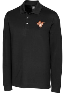 Cutter and Buck Texas Longhorns Mens Black Advantage Vault Long Sleeve Polo Shirt