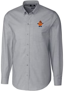 Cutter and Buck Syracuse Orange Mens Charcoal Stretch Oxford Vault Long Sleeve Dress Shirt