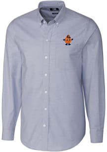 Cutter and Buck Syracuse Orange Mens Light Blue Stretch Oxford Vault Long Sleeve Dress Shirt