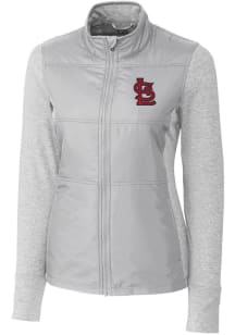 Cutter and Buck St Louis Cardinals Womens Grey Stealth Hybrid Quilted Medium Weight Jacket