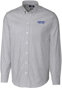Cutter and Buck Montana State Bobcats Mens Charcoal Vault Stretch Oxford Stripe Long Sleeve Dres..