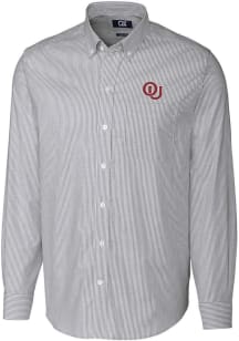 Cutter and Buck Oklahoma Sooners Mens Charcoal Stretch Oxford Vault Long Sleeve Dress Shirt