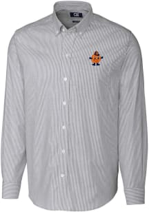 Cutter and Buck Syracuse Orange Mens Charcoal Stretch Oxford Vault Long Sleeve Dress Shirt