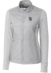 Cutter and Buck San Diego Padres Womens Grey Stealth Hybrid Quilted Medium Weight Jacket