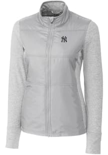 Cutter and Buck New York Yankees Womens Grey Stealth Hybrid Quilted Medium Weight Jacket