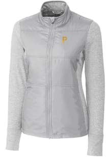 Cutter and Buck Pittsburgh Pirates Womens Grey Stealth Hybrid Quilted Medium Weight Jacket
