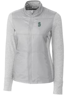 Cutter and Buck Seattle Mariners Womens Grey Stealth Hybrid Quilted Medium Weight Jacket