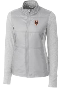 Cutter and Buck New York Mets Womens Grey Stealth Hybrid Quilted Medium Weight Jacket