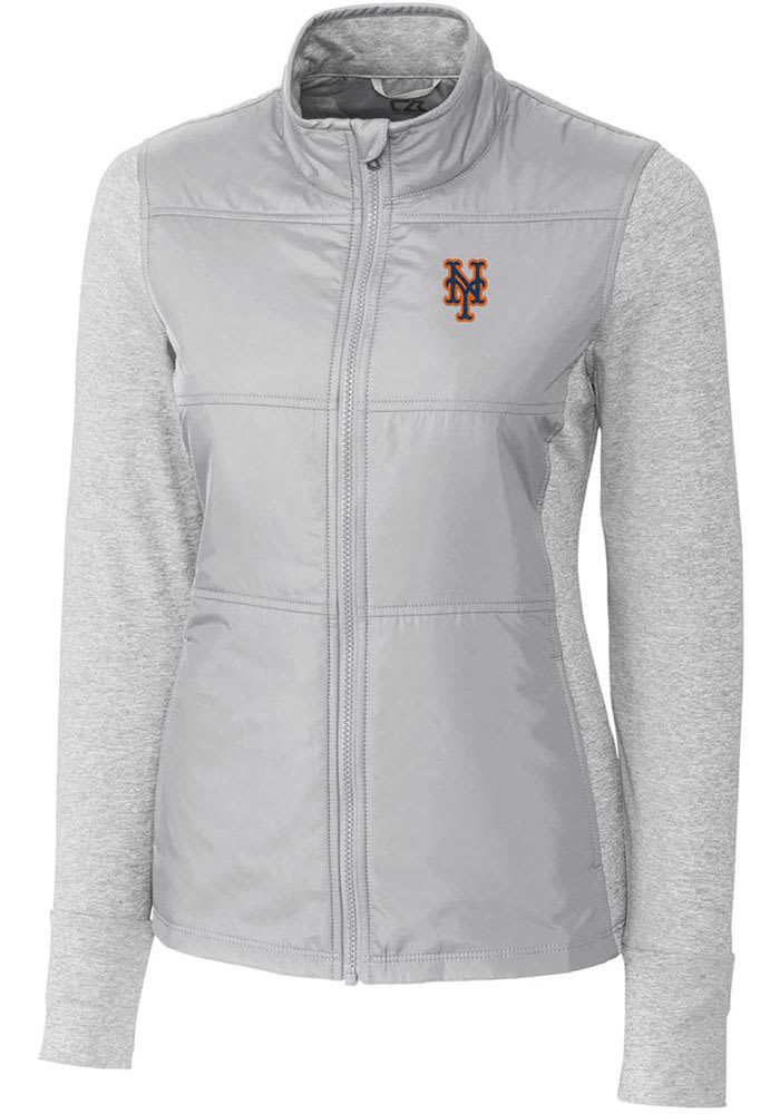 Cutter and Buck New York Mets Womens Grey Stealth Hybrid Quilted Light Weight Jacket
