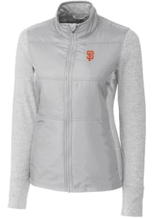 Cutter and Buck San Francisco Giants Womens Grey Stealth Hybrid Quilted Medium Weight Jacket