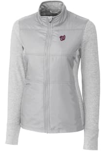 Cutter and Buck Washington Nationals Womens Grey Stealth Hybrid Quilted Medium Weight Jacket