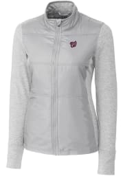 Cutter and Buck Washington Nationals Womens Grey Stealth Hybrid Quilted Light Weight Jacket