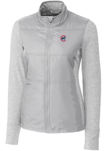 Cutter and Buck Chicago Cubs Womens Grey Stealth Hybrid Quilted Medium Weight Jacket