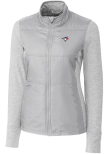 Cutter and Buck Toronto Blue Jays Womens Grey Stealth Hybrid Quilted Medium Weight Jacket