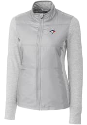 Cutter and Buck Toronto Blue Jays Womens Grey Stealth Hybrid Quilted Light Weight Jacket