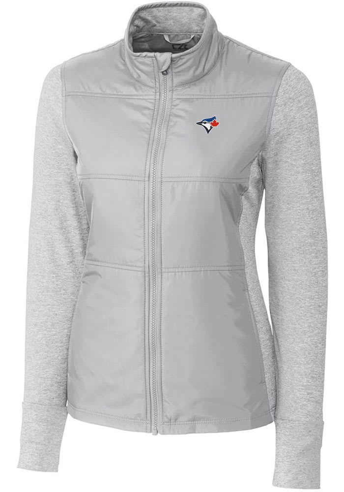 Cutter and Buck Toronto Blue Jays Womens Grey Stealth Hybrid Quilted Light Weight Jacket