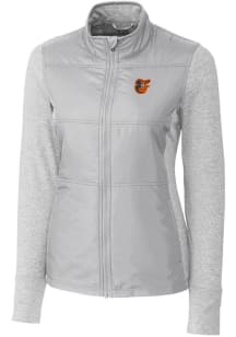 Cutter and Buck Baltimore Orioles Womens Grey Stealth Hybrid Quilted Medium Weight Jacket