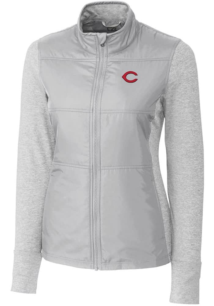 Cutter and Buck Cincinnati Reds Womens Stealth Hybrid Quilted Medium Weight Jacket