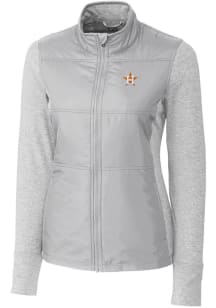 Cutter and Buck Houston Astros Womens Grey Stealth Hybrid Quilted Medium Weight Jacket