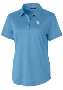 Cutter and Buck Tampa Bay Rays Womens Light Blue Prospect Textured Short Sleeve Polo Shirt